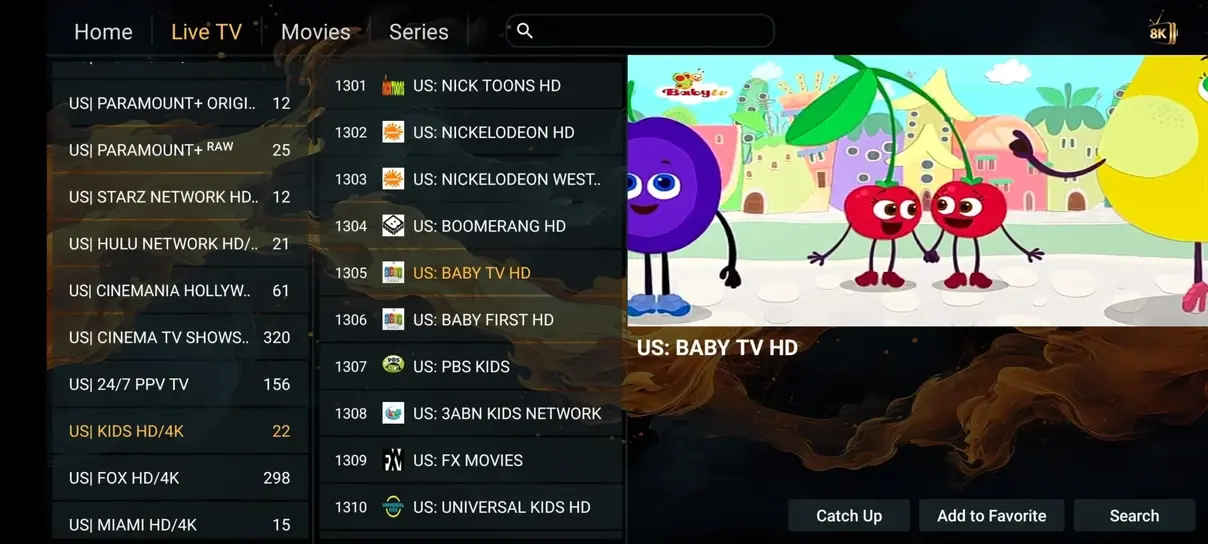 Voorbeeldscherm van Pandora IPTV app 5