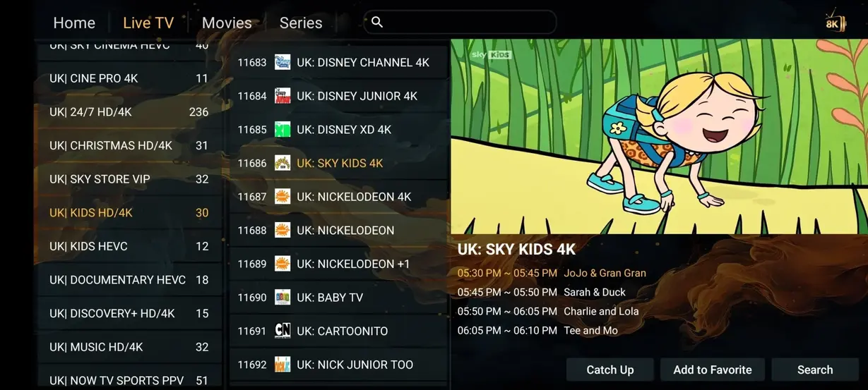 Voorbeeldscherm van Pandora IPTV app 8
