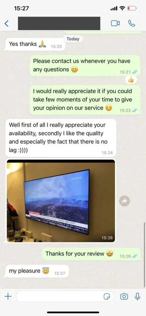WhatsApp ervaring met Pandora IPTV support 2